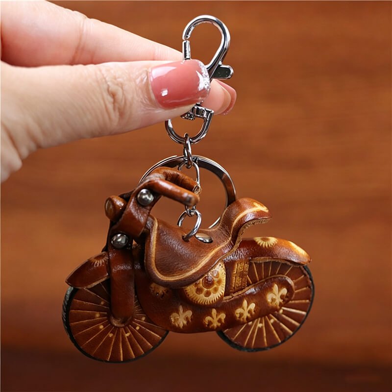Motorcycle Inspired Leather Bag Charm – Babylon Leather - Babylon LeatherBabylon LeatherLLZ14-Brown