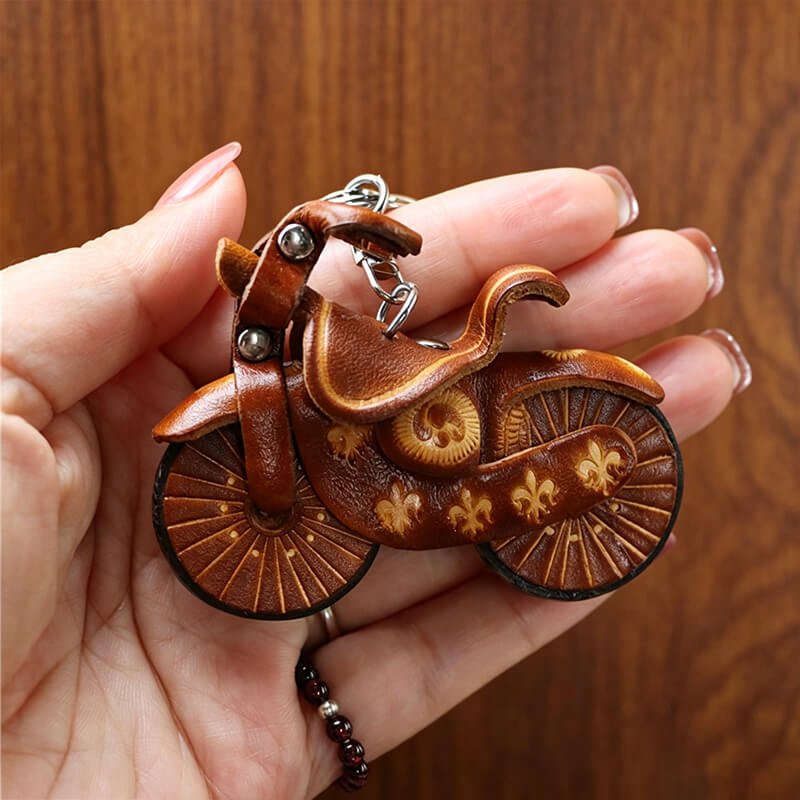 Motorcycle Inspired Leather Bag Charm – Babylon Leather - Babylon LeatherBabylon LeatherLLZ14-Brown