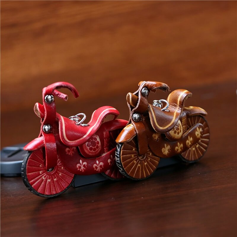 Motorcycle Inspired Leather Bag Charm – Babylon Leather - Babylon LeatherBabylon LeatherLLZ14-Red
