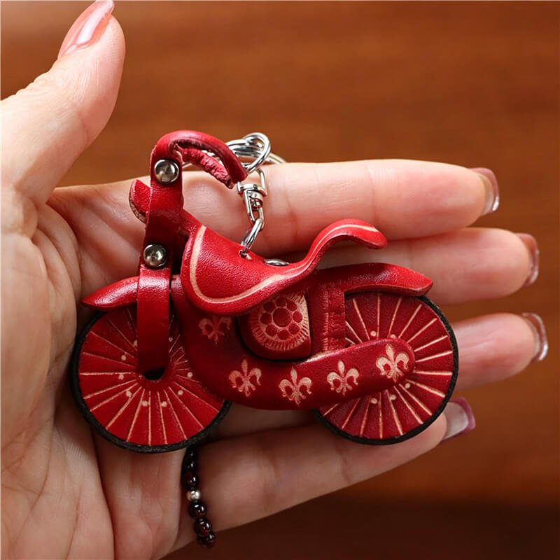 Motorcycle Inspired Leather Bag Charm – Babylon Leather - Babylon LeatherBabylon LeatherLLZ14-Red