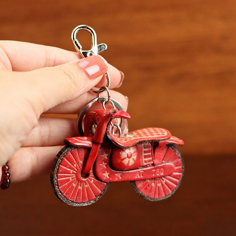 Motorcycle Leather Bag Charm – Babylon Leather - Babylon LeatherBabylon LeatherLLZ02-2-Red