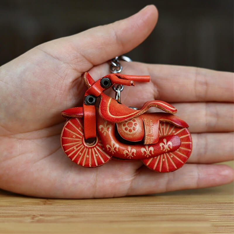 Motorcycle Leather Bag Charm – Babylon Leather - Babylon LeatherBabylon LeatherLLZ02-4-Orange