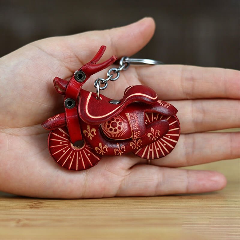 Motorcycle Leather Bag Charm – Babylon Leather - Babylon LeatherBabylon LeatherLLZ02-4-Red