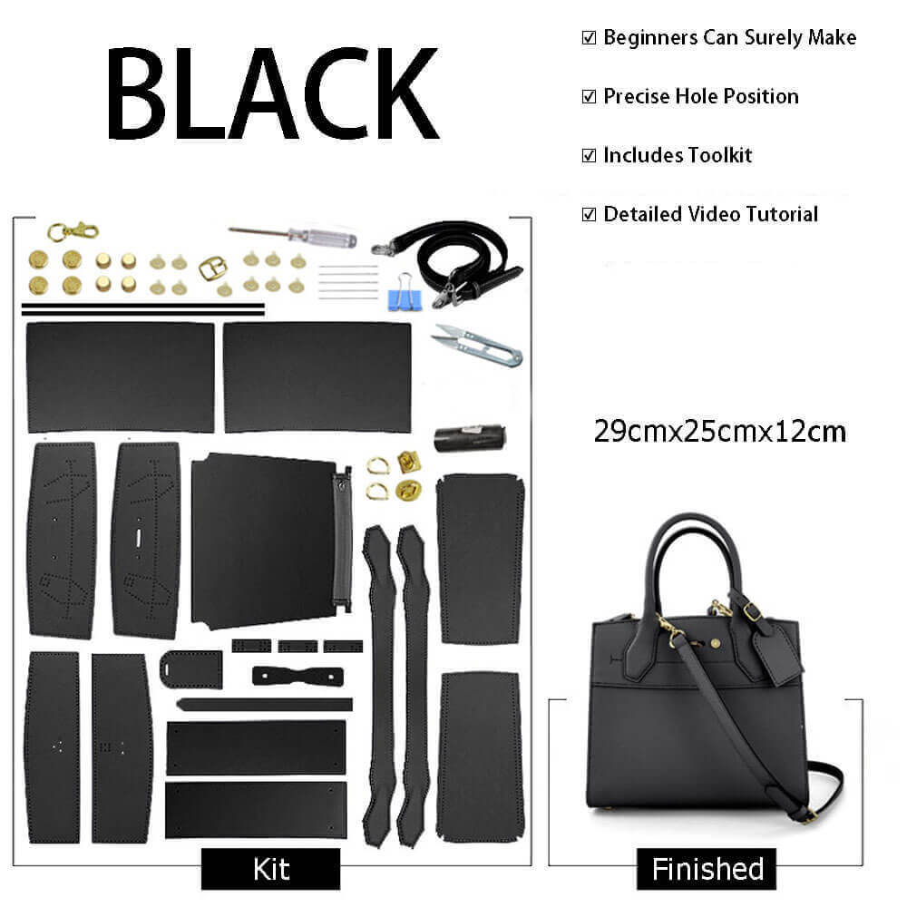 Multi - Compartment Leather Bag DIY Kit – Babylon Leather - Babylon LeatherBabylon LeatherSY35-Black-Color-Matched
