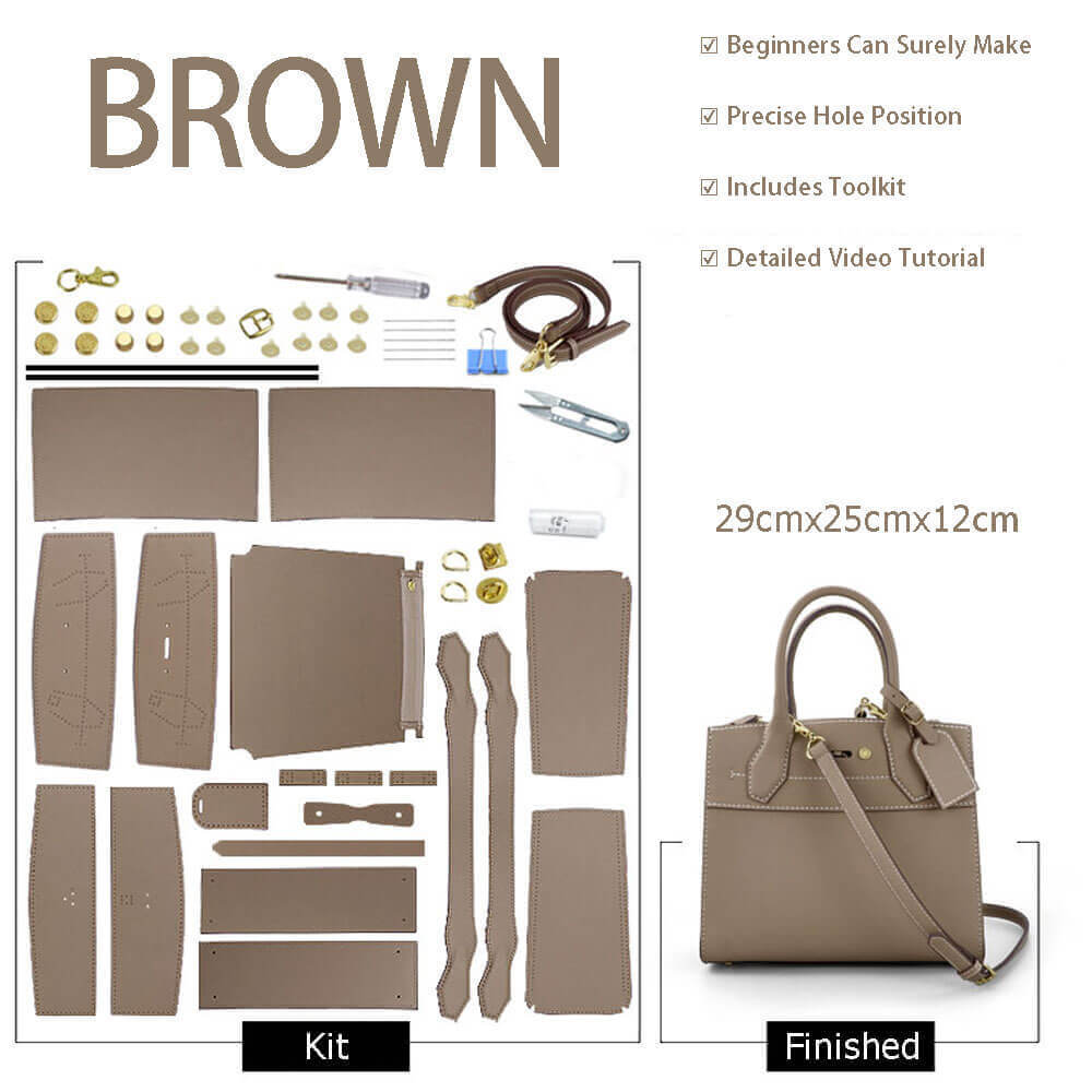 Multi - Compartment Leather Bag DIY Kit – Babylon Leather - Babylon LeatherBabylon LeatherSY35-Brown-White