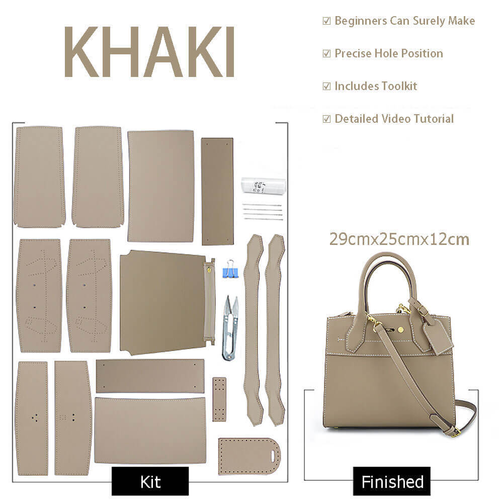 Multi - Compartment Leather Bag DIY Kit – Babylon Leather - Babylon LeatherBabylon LeatherSY35-Khaki-White