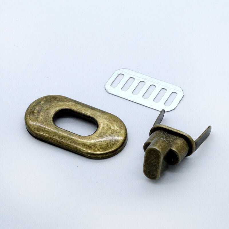 Oval Turn Lock Clasp - Babylon Leather - Babylon LeatherBabylon LeatherJY15-Antique Brass-Oval Turn Lock