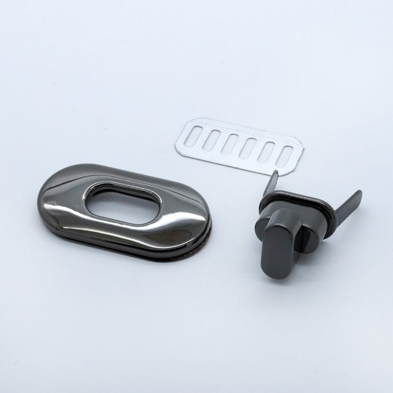 Oval Turn Lock Clasp - Babylon Leather - Babylon LeatherBabylon LeatherJY15-Gunmetal-Oval Turn Lock – Plated Finish