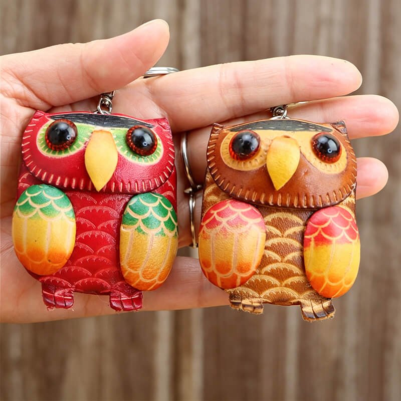 Owl Leather Bag Charm – Babylon Leather - Babylon LeatherBabylon LeatherLLZ15-Red