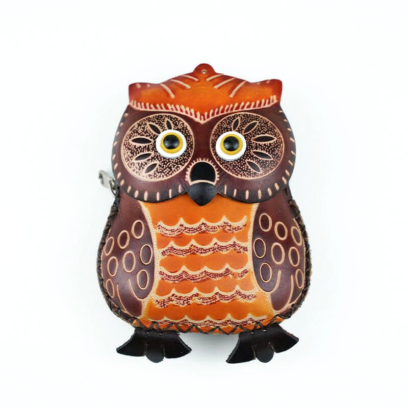 Owl Shaped Leather Bag Charm Keychain – Babylon Leather - Babylon LeatherBabylon LeatherLL56-Brown