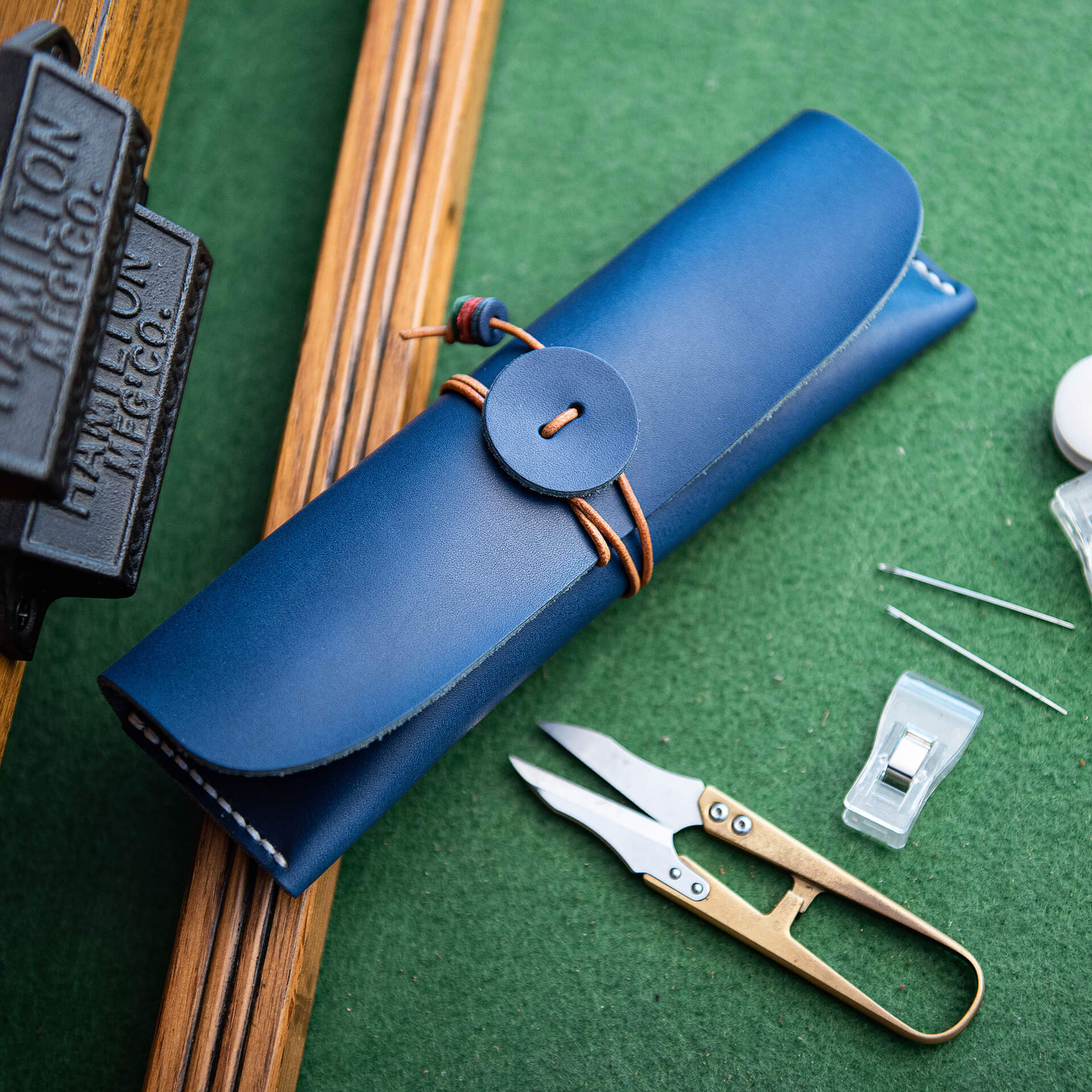 Pen Pouch Crazy Horse Leather DIY Kit – Babylon Leather - Babylon LeatherBabylon LeatherLZ44 - Blue - Veg Tanned Cowhide