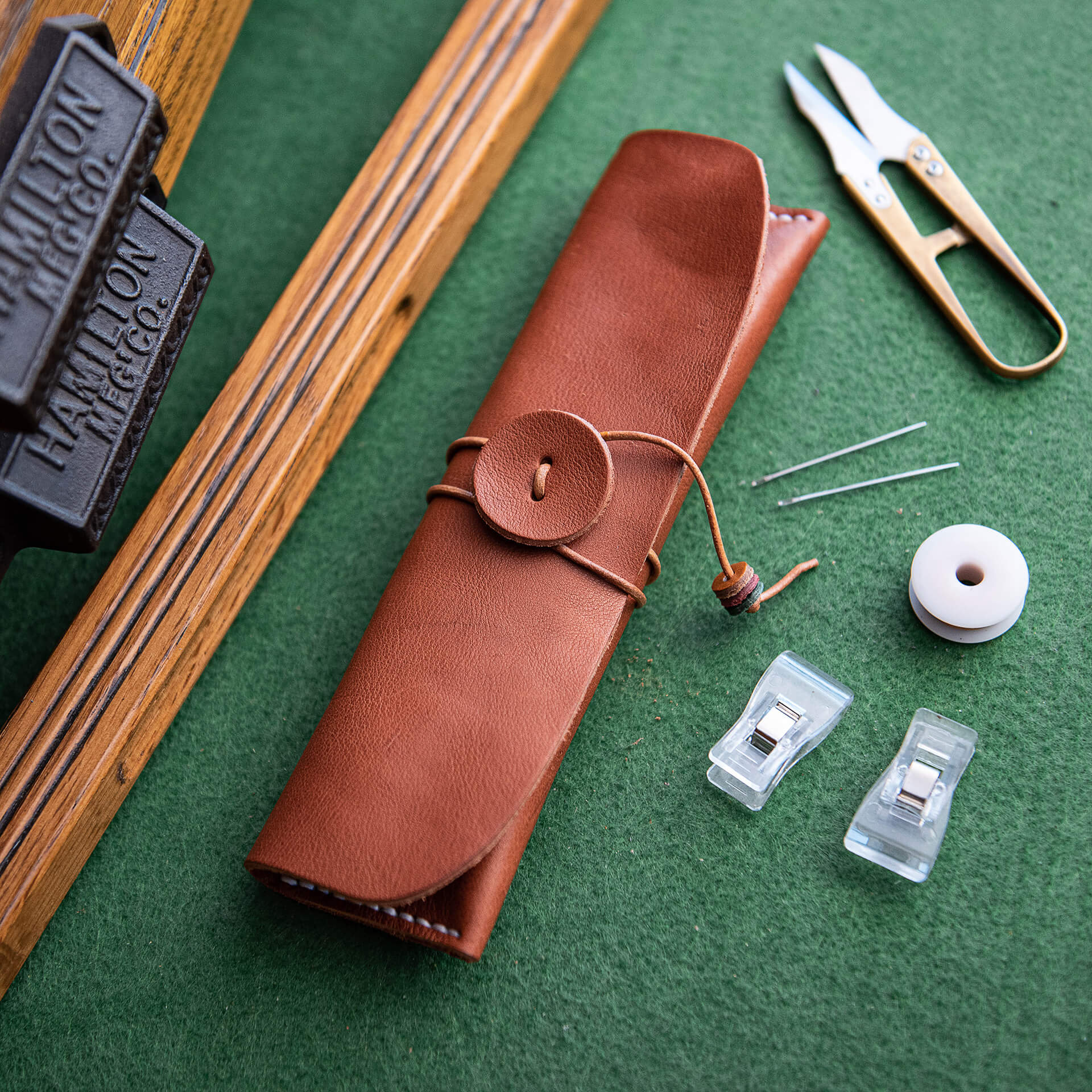 Pen Pouch Crazy Horse Leather DIY Kit – Babylon Leather - Babylon LeatherBabylon LeatherLZ44 - Brown - Nanbu Veg Tanned Leather