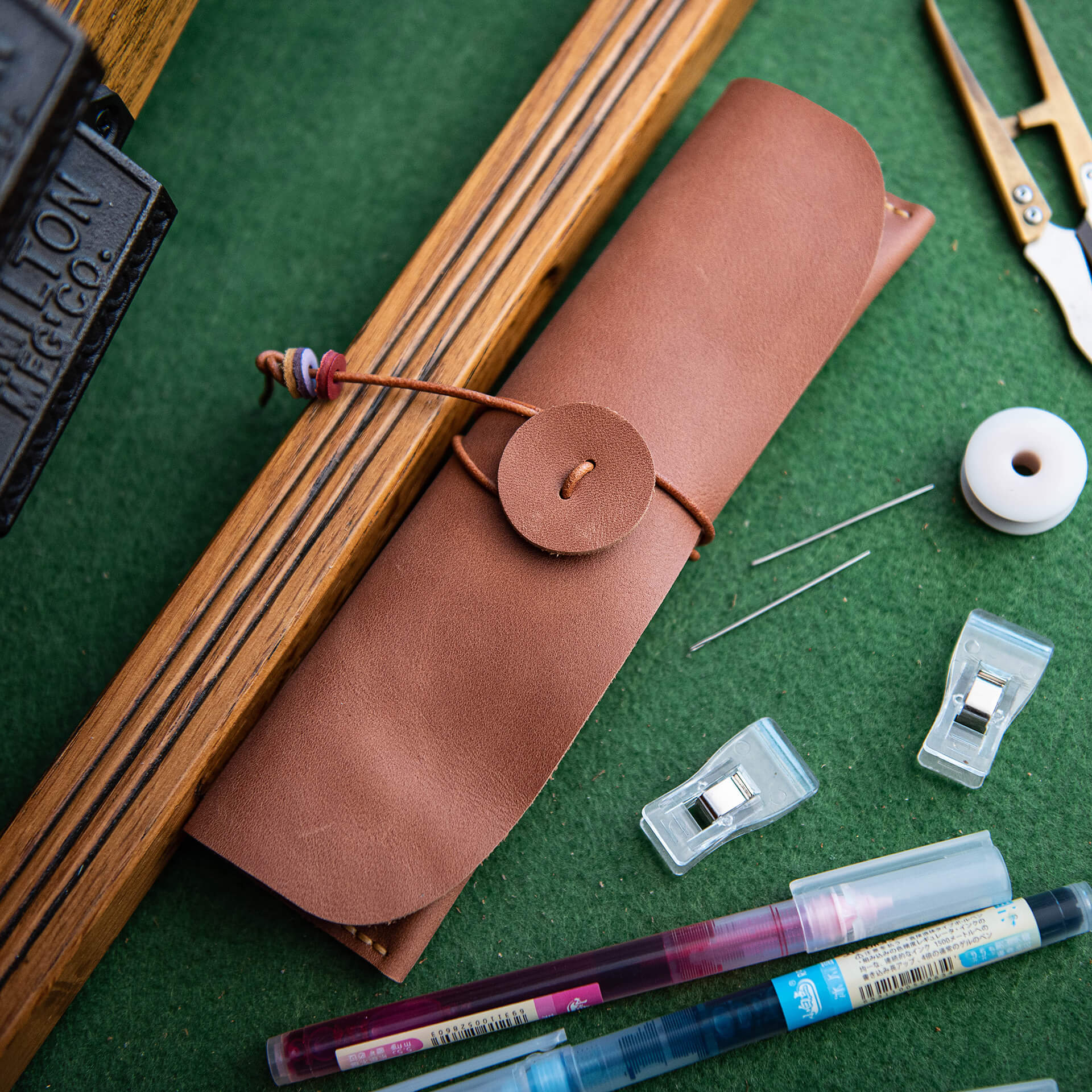 Pen Pouch Crazy Horse Leather DIY Kit – Babylon Leather - Babylon LeatherBabylon LeatherLZ44 - Dark Brown - Soft Cowhide