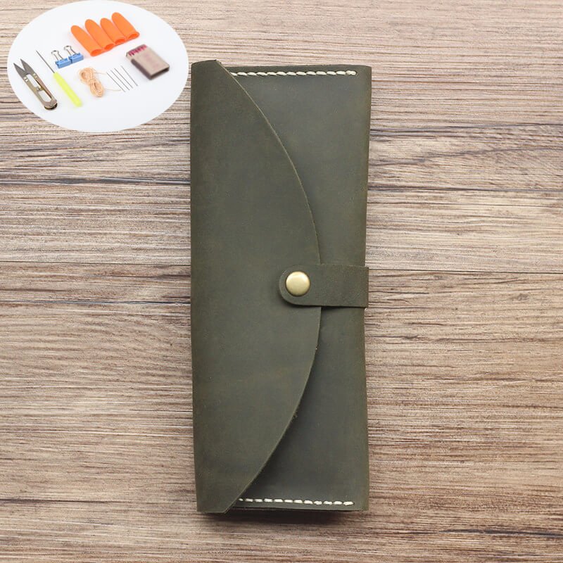Pencil Case Crazy Horse Leather DIY Kit – Babylon Leather - Babylon LeatherBabylon LeatherCY74-Green