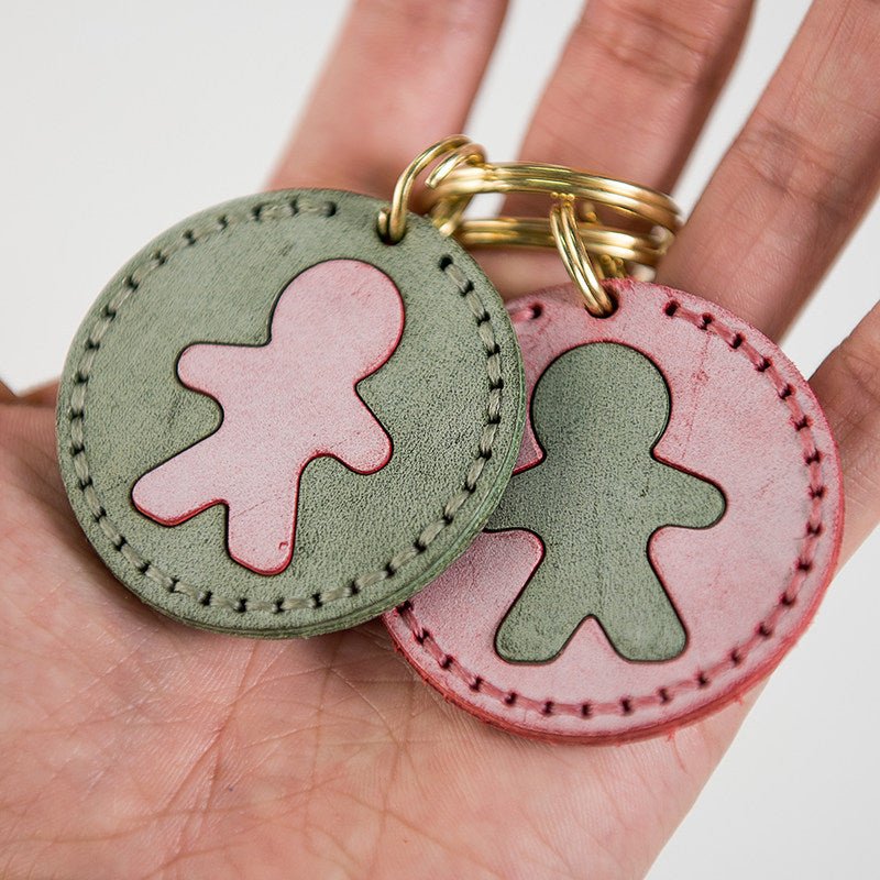 Personalized Christmas Gift DIY Leather Keychain – Babylon Leather - Babylon LeatherBabylon LeatherLZ74-Red 1 & Green 1-Fog Wax Leather