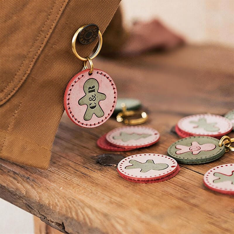Personalized Christmas Gift DIY Leather Keychain – Babylon Leather - Babylon LeatherBabylon LeatherLZ74-Red-Fog Wax Leather