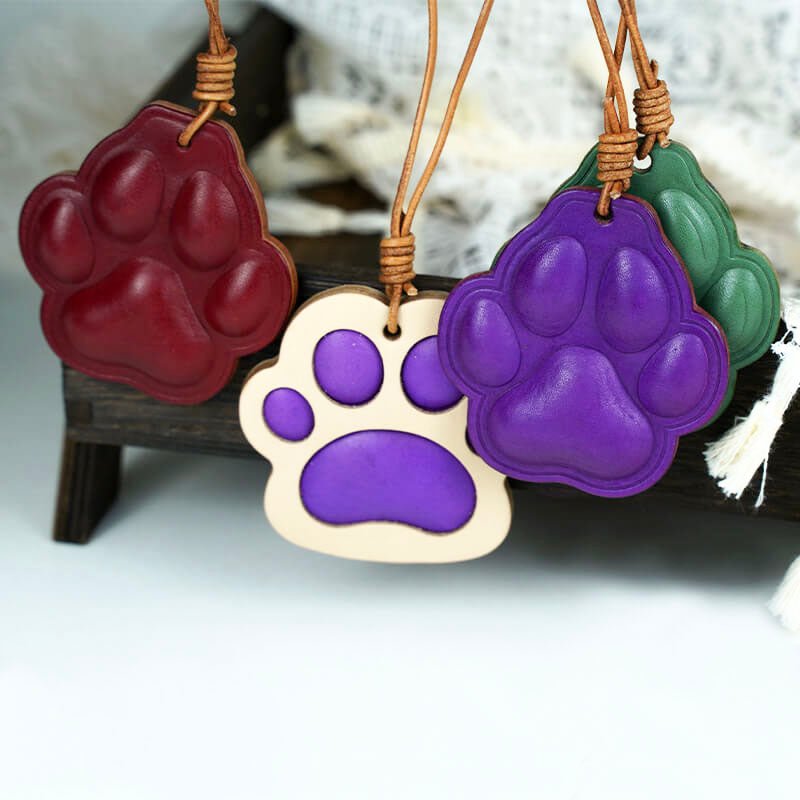 Pet Paw Print Leather Bag Charm – Babylon Leather - Babylon LeatherBabylon LeatherLL46-Red