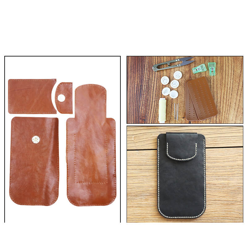 Phone & Card Wallet Veg Tanned Leather DIY Kit – Babylon Leather - Babylon LeatherBabylon LeatherCY19-Black-L