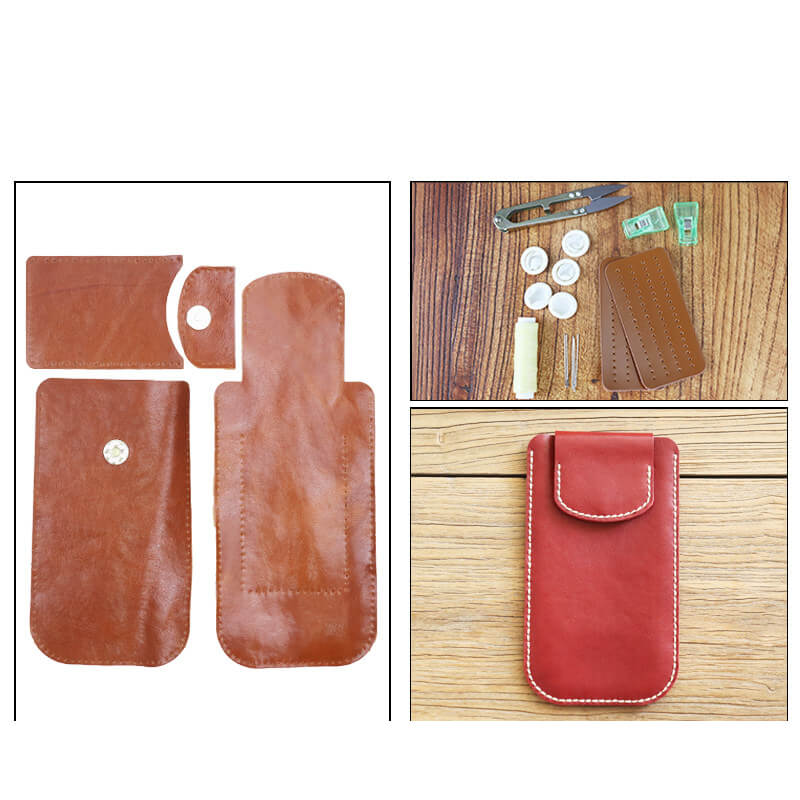 Phone & Card Wallet Veg Tanned Leather DIY Kit – Babylon Leather - Babylon LeatherBabylon LeatherCY19-Wine Red-L