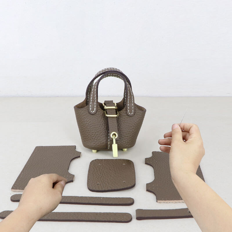 Picotin Lock Bag Charm DIY Kit – Babylon Leather - Babylon LeatherBabylon LeatherSY110 - Brown - White
