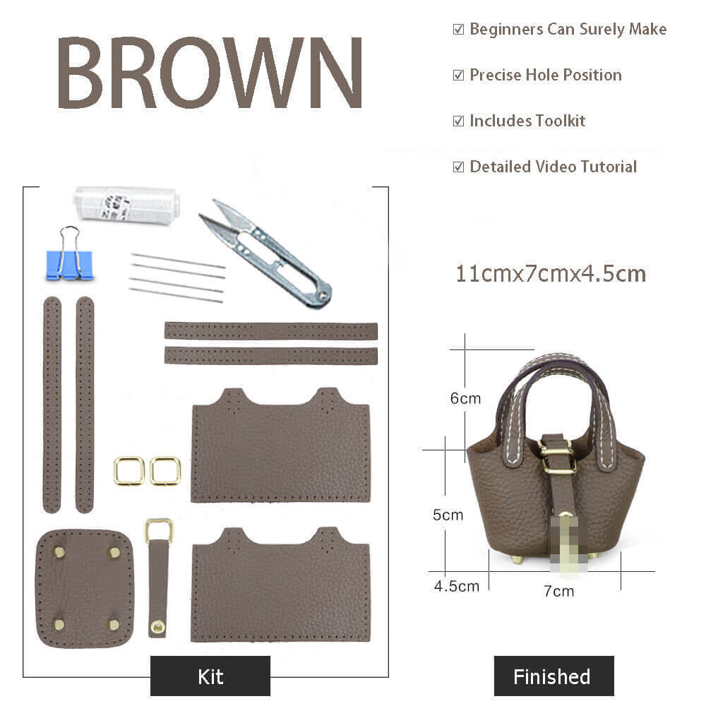 Picotin Lock Bag Charm DIY Kit – Babylon Leather - Babylon LeatherBabylon LeatherSY110-Brown-White