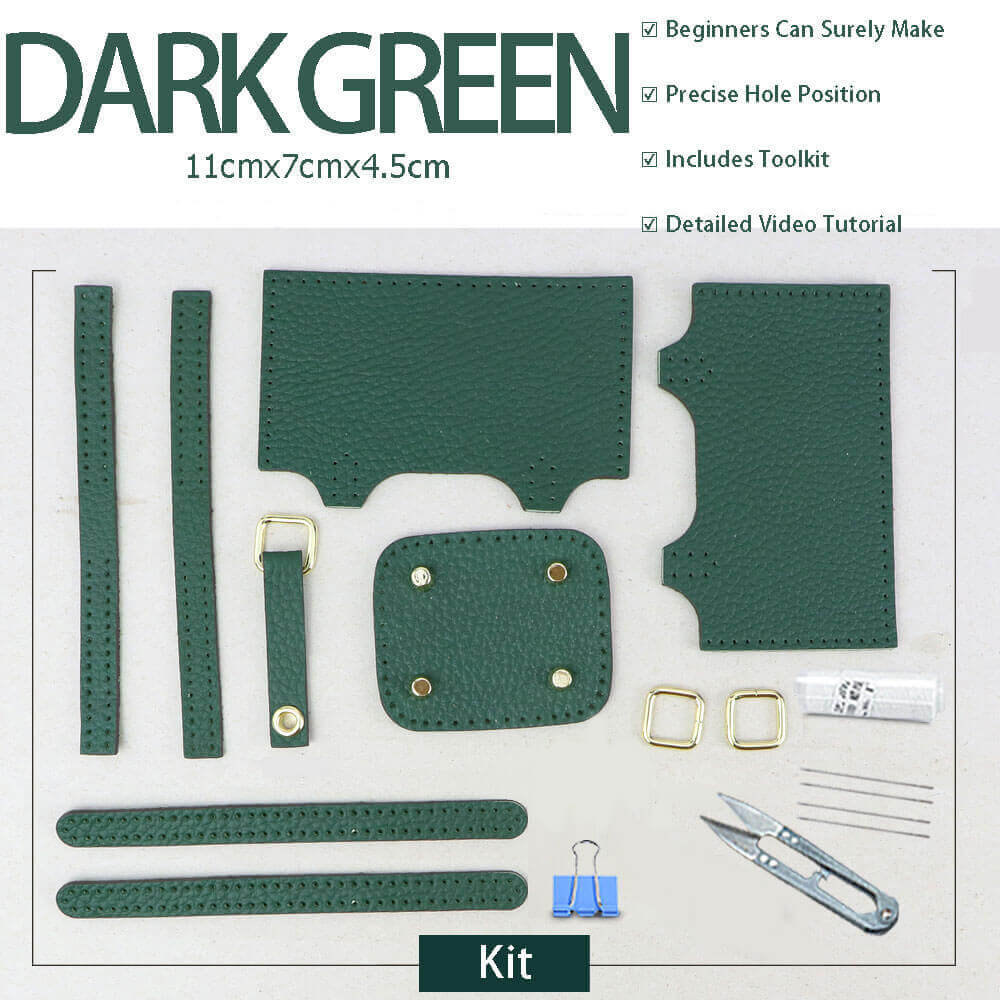 Picotin Lock Bag Charm DIY Kit – Babylon Leather - Babylon LeatherBabylon LeatherSY110-Dark Green-White