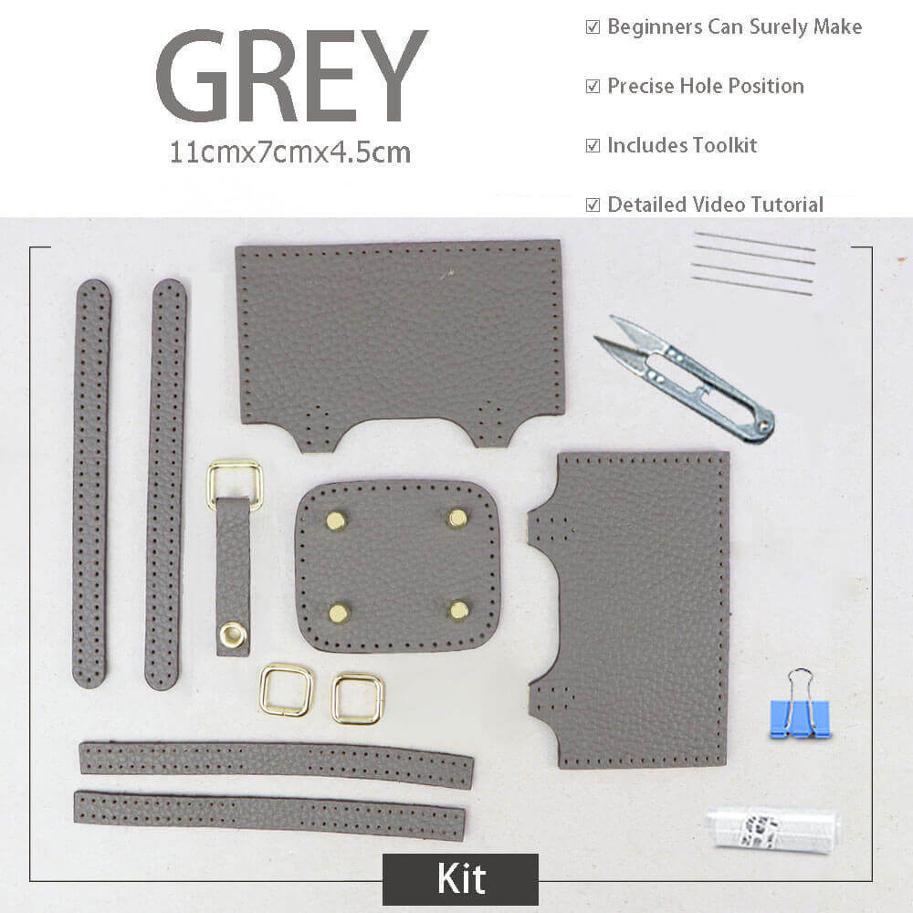 Picotin Lock Bag Charm DIY Kit – Babylon Leather - Babylon LeatherBabylon LeatherSY110-Grey-White
