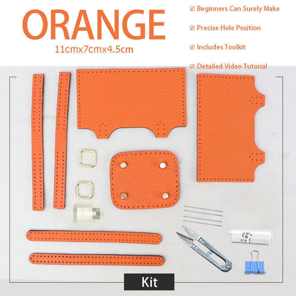 Picotin Lock Bag Charm DIY Kit – Babylon Leather - Babylon LeatherBabylon LeatherSY110-Orange-White