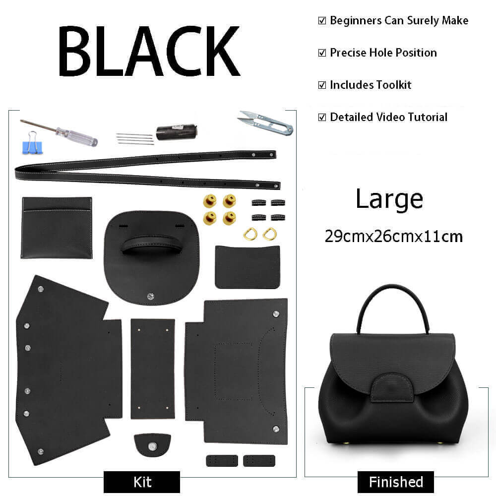 Polene Leather Handbag DIY Kit – Babylon Leather - Babylon LeatherBabylon LeatherSY55-Black-Large-Color-Matched