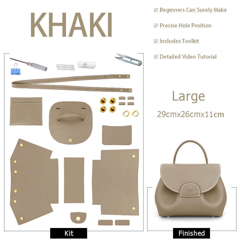 Polene Leather Handbag DIY Kit – Babylon Leather - Babylon LeatherBabylon LeatherSY55-Khaki-Large-White