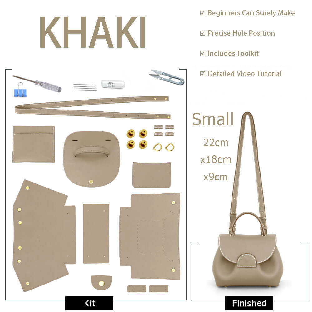 Polene Leather Handbag DIY Kit – Babylon Leather - Babylon LeatherBabylon LeatherSY55-Khaki-Small-White