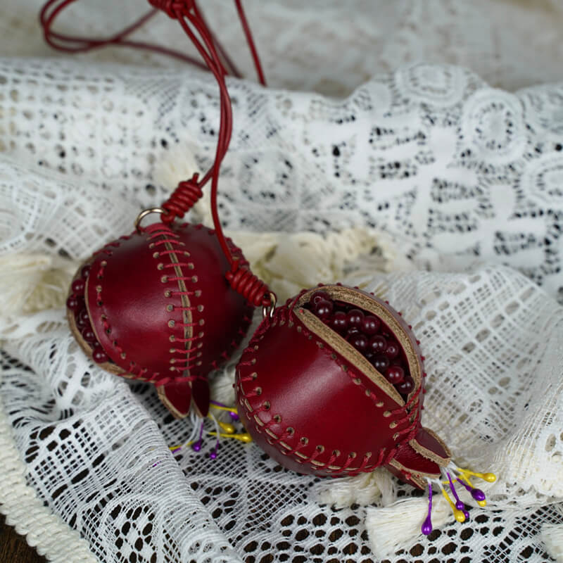 Pomegranate Fruit Leather Bag Charm – Babylon Leather - Babylon LeatherBabylon LeatherLL84-Red
