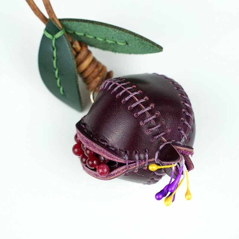 Pomegranate Fruit Style Leather Charm – Babylon Leather - Babylon LeatherBabylon LeatherLL58-Purple