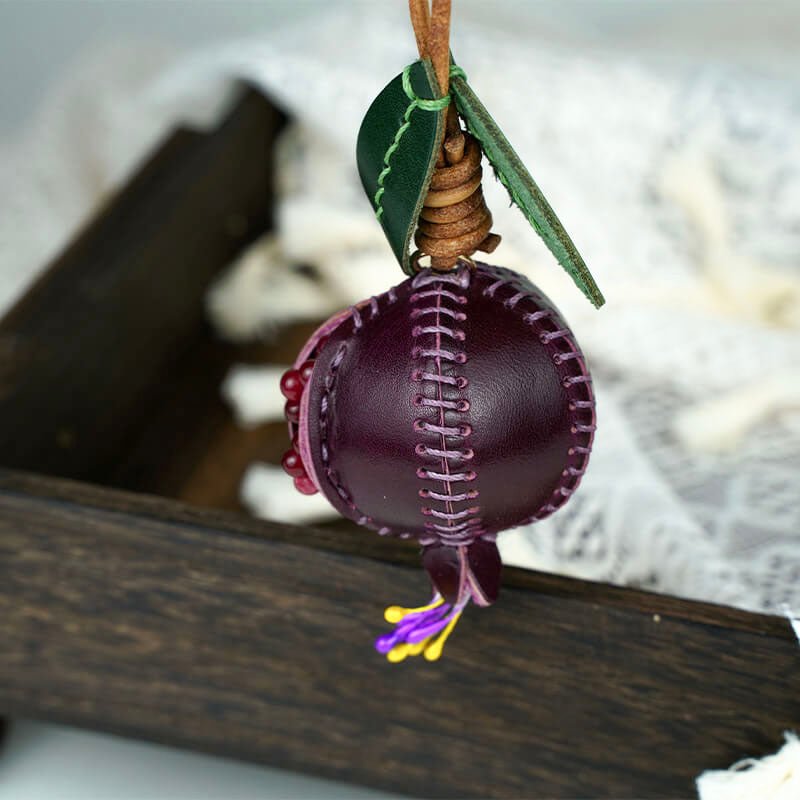 Pomegranate Fruit Style Leather Charm – Babylon Leather - Babylon LeatherBabylon LeatherLL58-Purple