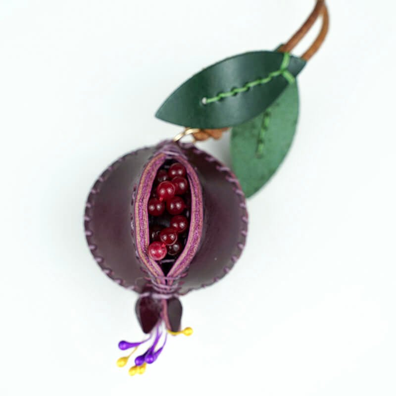 Pomegranate Fruit Style Leather Charm – Babylon Leather - Babylon LeatherBabylon LeatherLL58-Purple