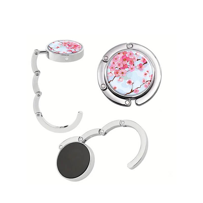 Portable Round Foldable Purse Hook for Table Handbag Hanger – Babylon Leather - Babylon LeatherBabylon LeatherPP07-Cherry Blossom-1Pcs
