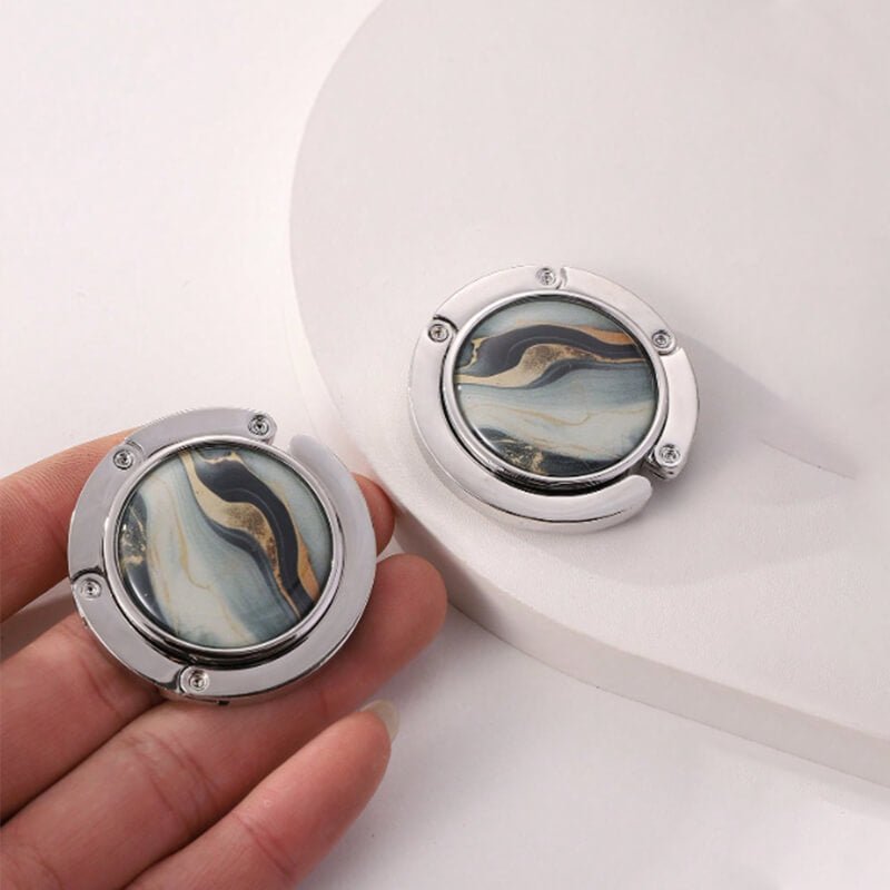 Portable Round Foldable Purse Hook for Table Handbag Hanger – Babylon Leather - Babylon LeatherBabylon LeatherPP07-Marble 2-1Pcs