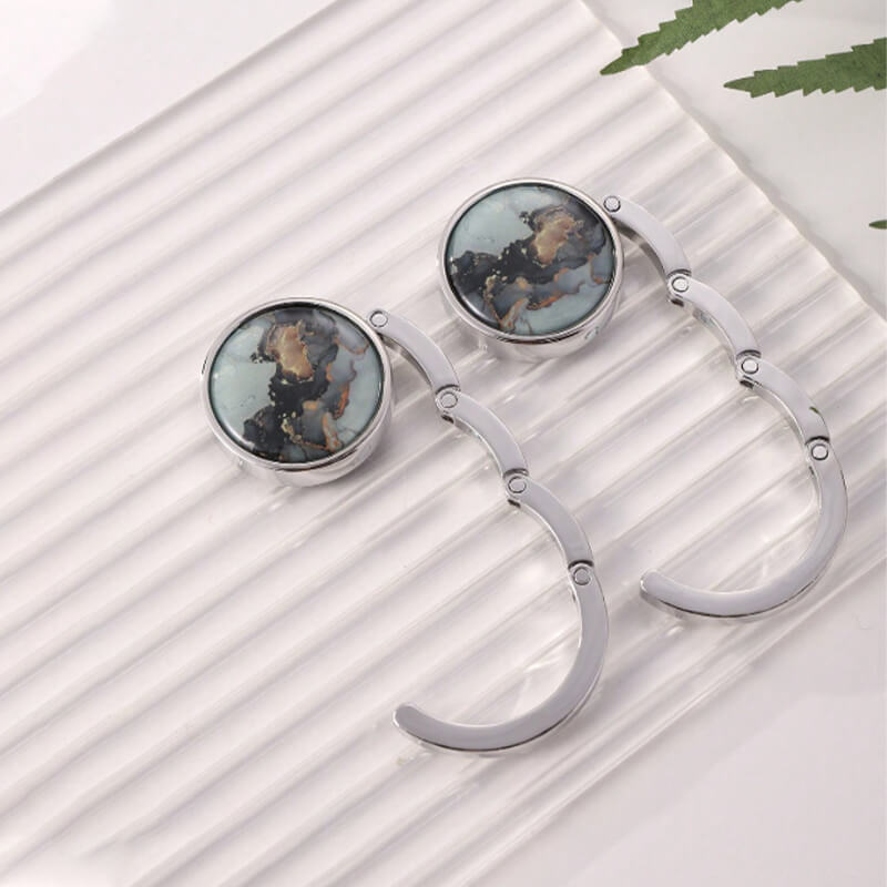 Portable Round Foldable Purse Hook for Table Handbag Hanger – Babylon Leather - Babylon LeatherBabylon LeatherPP07-Marble 3-1Pcs