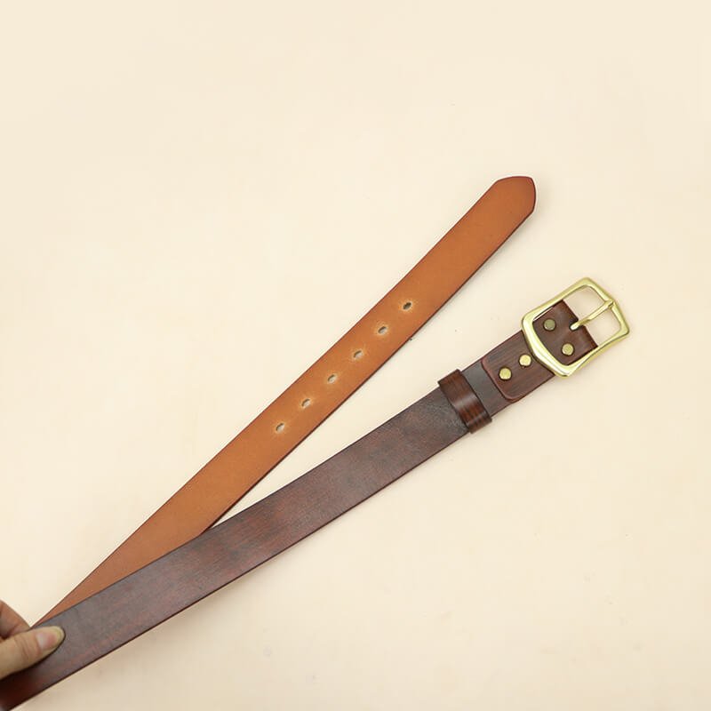 Premium Full - Grain Leather Belt Finished with a Solid Brass Buckle – Babylon Leather - Babylon LeatherBabylon LeatherLB02-Brown-41"   |   105 cm