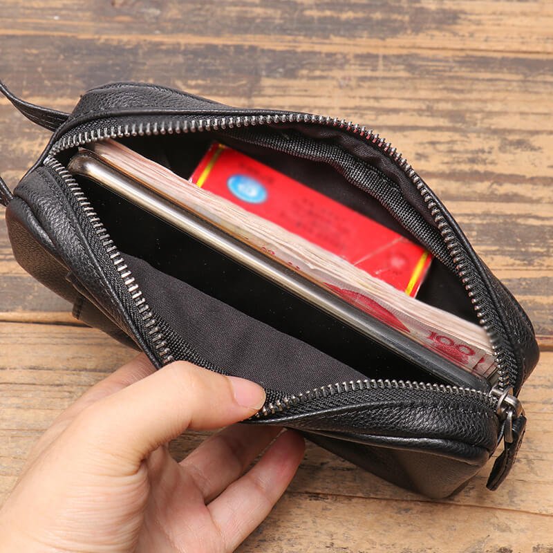Premium Top - Grain Leather Zipper Phone & Card Pouch – Babylon Leather - Babylon LeatherBabylon LeatherLJ126-Black