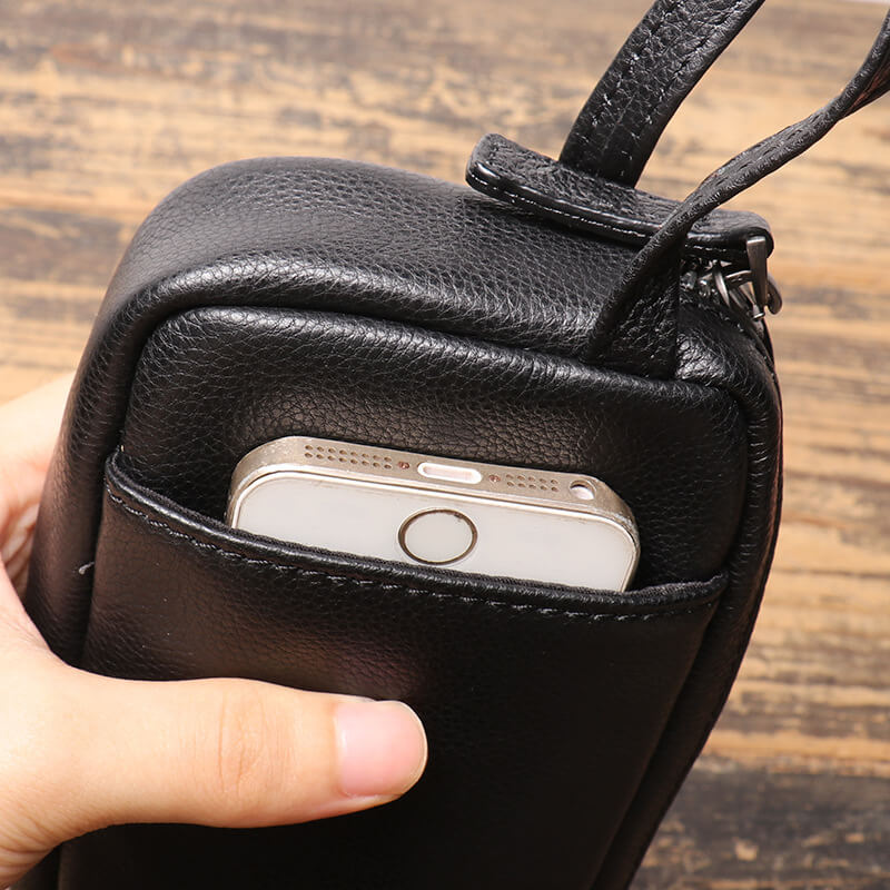 Premium Top - Grain Leather Zipper Phone & Card Pouch – Babylon Leather - Babylon LeatherBabylon LeatherLJ126-Black