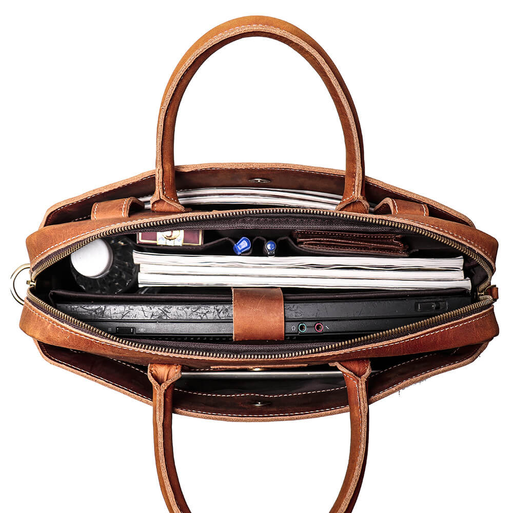 Professional Vintage Briefcase Shoulder Bag – Babylon Leather - Babylon LeatherBabylon LeatherLJ006 - Brown