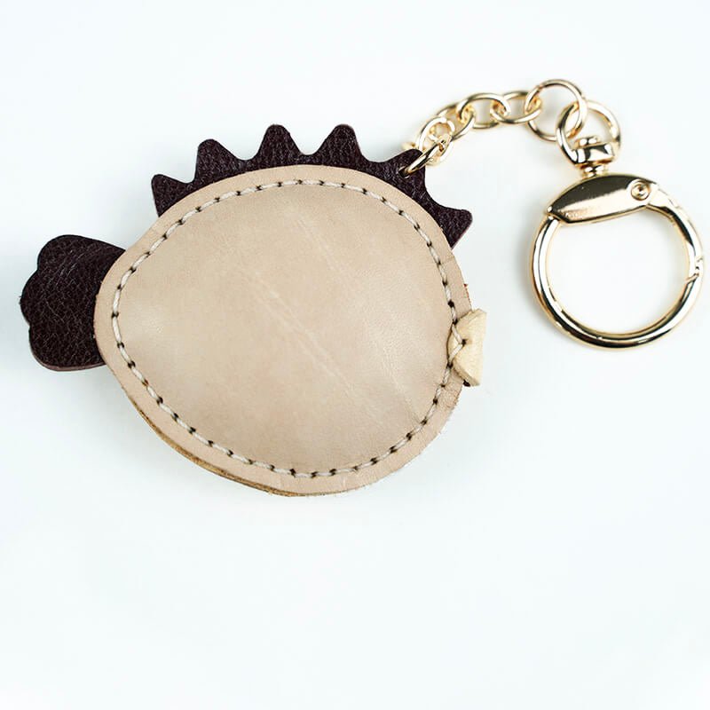 Pufferfish Shape Leather Charm Keychain – Babylon Leather - Babylon LeatherBabylon LeatherLL53-Brown