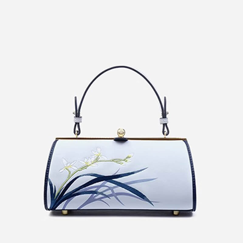 Quiet Bloom Leather Embroidery Handbag Shoulder Bag – Babylon Leather - Babylon LeatherBabylon LeatherTX181-Light Blue