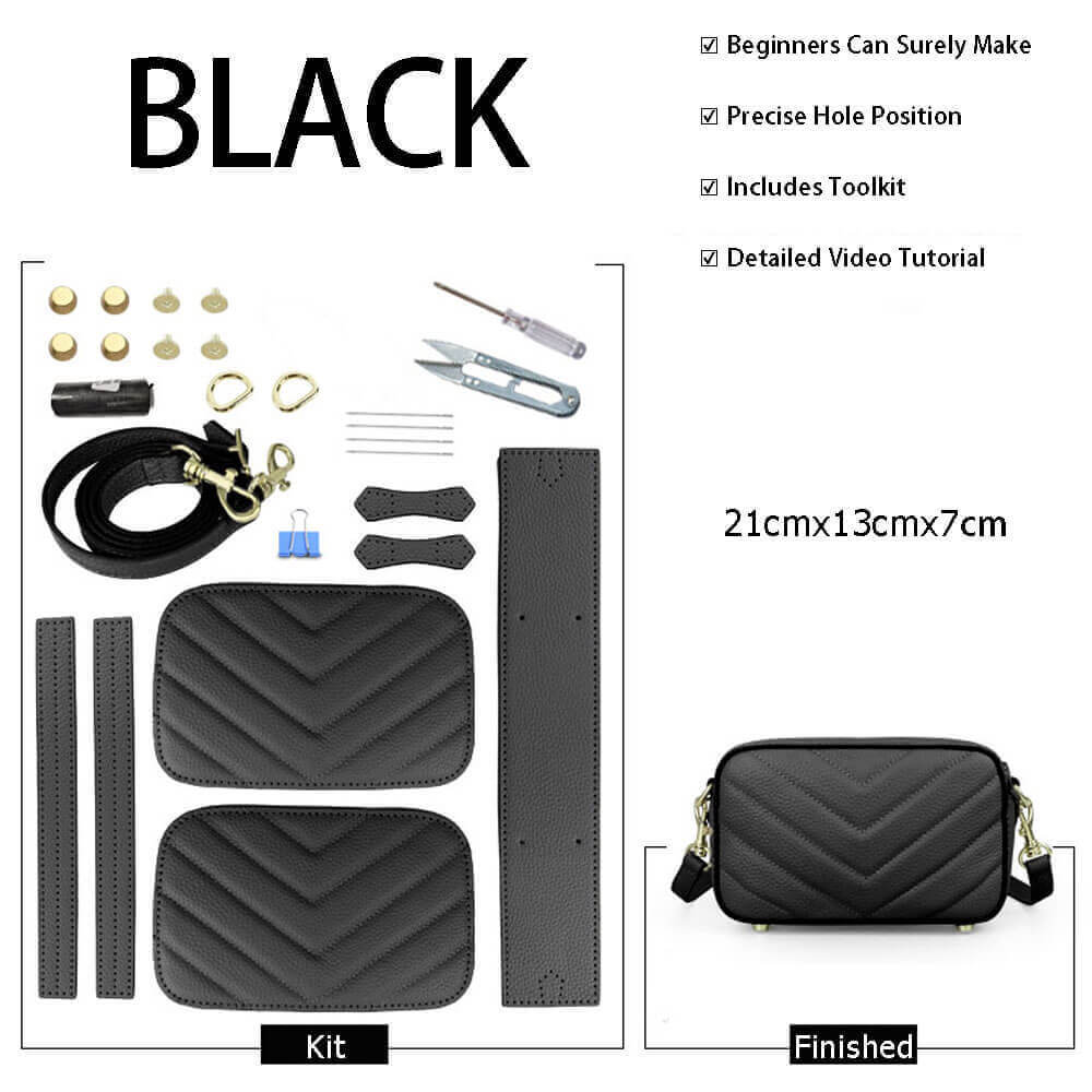 Quilted Shoulder Bag DIY Leather Kit – Babylon Leather - Babylon LeatherBabylon LeatherSY96-Black-Color-Matched