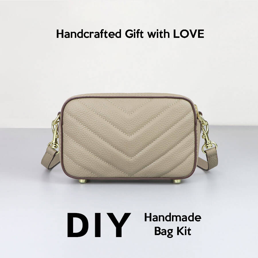 Quilted Shoulder Bag DIY Leather Kit – Babylon Leather - Babylon LeatherBabylon LeatherSY96 - Khaki - White