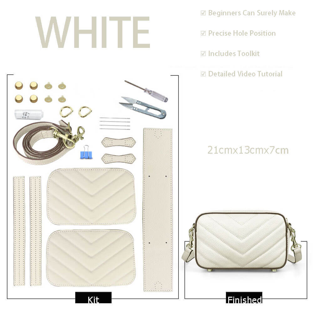 Quilted Shoulder Bag DIY Leather Kit – Babylon Leather - Babylon LeatherBabylon LeatherSY96-White-Color-Matched