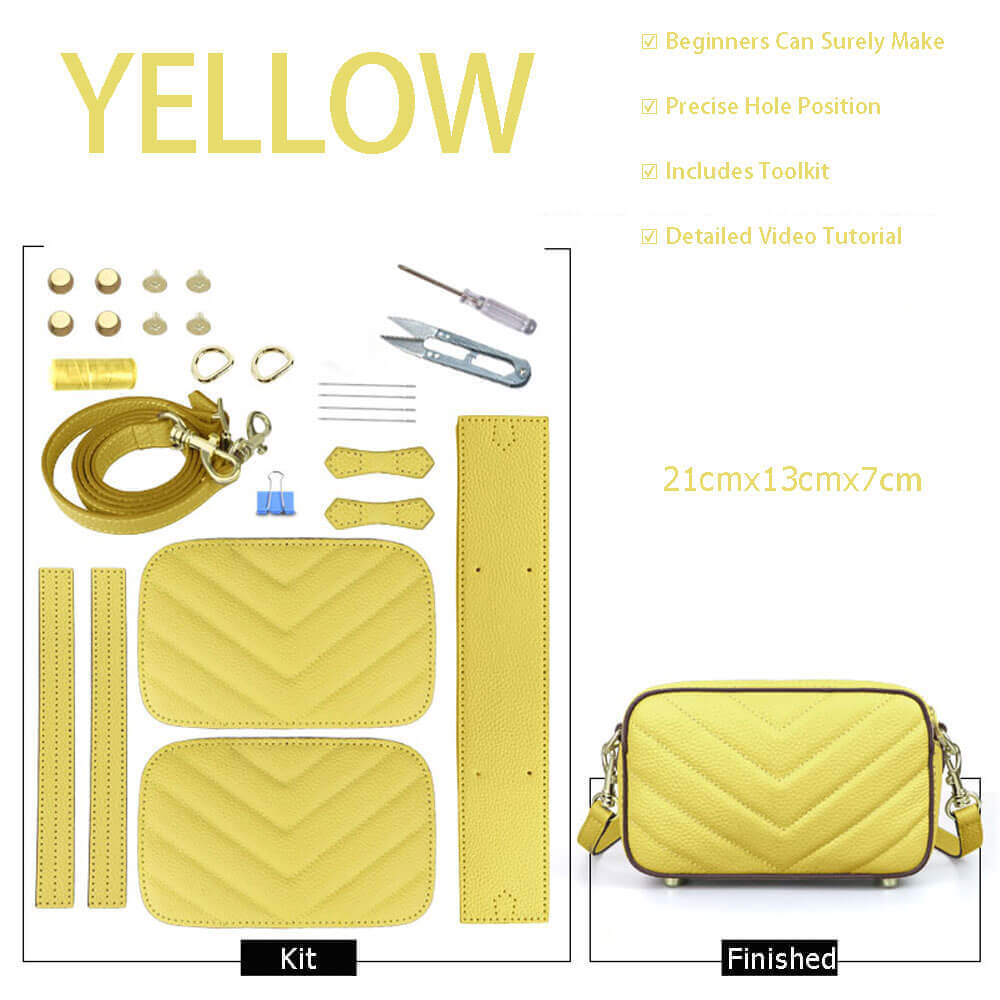 Quilted Shoulder Bag DIY Leather Kit – Babylon Leather - Babylon LeatherBabylon LeatherSY96-Yellow-Color-Matched