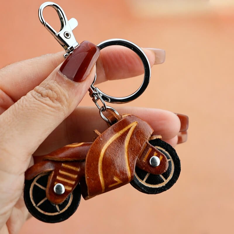 Racing Motorcycle Leather Bag Charm – Babylon Leather - Babylon LeatherBabylon LeatherLLZ86-Brown