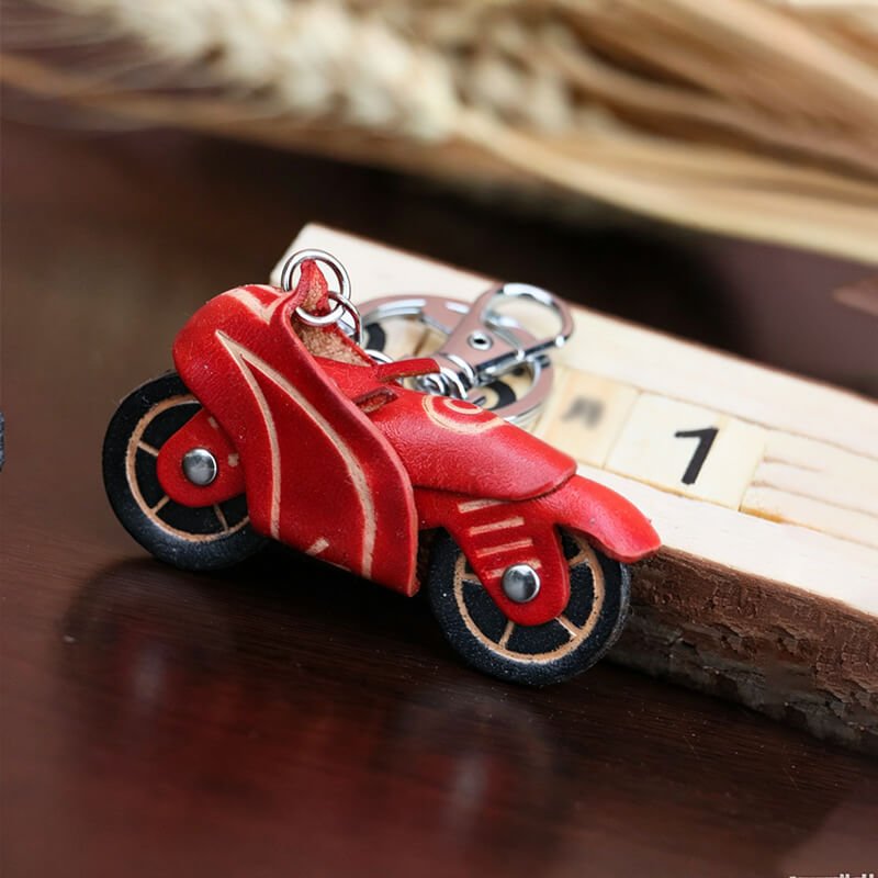 Racing Motorcycle Leather Bag Charm – Babylon Leather - Babylon LeatherBabylon LeatherLLZ86-Red